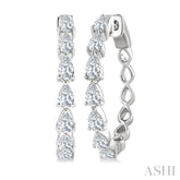 1 1/2 Ctw North-South Pear Shape Diamond Fashion Hoop Earring in 14K White Gold