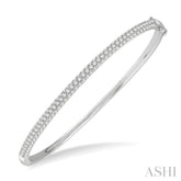 1 1/2 Ctw Round Cut Diamond Stackable Bangle in 14K White Gold