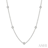 1 Ctw Round Cut Diamond Station Necklace in 14K White Gold