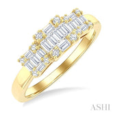 1/2 Ctw Past Present and Future Baguette and Round Cut Diamond Fusion Fashion Ring in 14K Yellow Gold