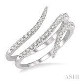 1/3 Ctw Double Spiral Open-End Round Cut Diamond Fashion Ring in 14K White Gold