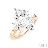 1/2 Ctw Akari Marquise and Round Cut Diamond Semi-Mount Engagement Ring in 14K Rose and White Gold