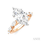 1 Ctw Marquise Shape Marquise and Round Cut Diamond Semi-Mount Engagement Ring in 14K Rose and White Gold
