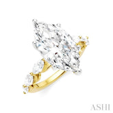 1 Ctw Marquise Shape Marquise and Round Cut Diamond Semi-Mount Engagement Ring in 14K Yellow and White Gold