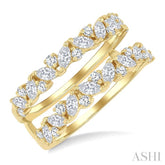 1 1/10 Ctw Zigzag Marquise and Round Cut Diamond Insert Ring in 14K Yellow Gold