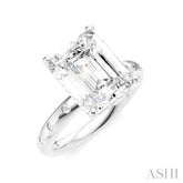 1/5 Ctw Akari Emerald Shape Round Cut Diamond Semi-Mount Engagement Ring in 14K White Gold