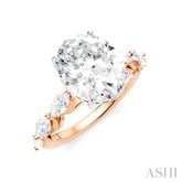 1 Ctw Oval Shape Marquise and Round Cut Diamond Semi-Mount Engagement Ring in 14K Rose and White Gold