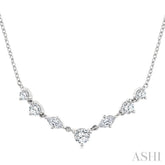 1/2 Ctw Marquise & Round Cut Diamond Necklace in 14K White Gold