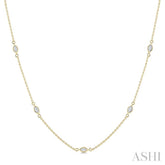 1/2 Ctw Marquise Cut Diamond Station Necklace in 14K Yellow Gold