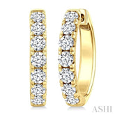 1 1/2 Ctw Round Cut Diamond Fashion Hoop Earring in 14K Yellow Gold