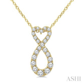 1/4 Ctw Heart Shape Round Cut Diamond Infinity Fashion Pendant With Chain in 10K Yellow Gold