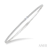 1/2 Ctw Halfway Baguette Center and Round Cut Diamond Flex Bangle in 14K White Gold