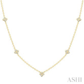 1/3 Ctw Clover Motif Bezel Set Round Cut Diamond Station Necklace in 10K Yellow Gold