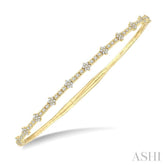 1/3 Ctw Full Length Floral Motif Round Cut Diamond Flex Bangle in 14K Yellow Gold