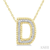 1/20 Ctw Bubble Accent Initial 'D' Round Cut Diamond Fashion Pendant With Chain in Yellow Gold Vermeil