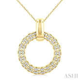 1/8 Ctw Cable Chain Inspired Bold Weave Circle Round Cut Diamond Pendant With Chain in Yellow Gold Vermeil