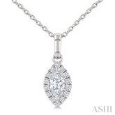1/4 Ctw Marquise and Round Cut Diamond Fashion Halo Pendant With Chain in 14K White Gold