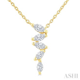1/4 Ctw Zig-Zag Marquise Cut Diamond Fashion Pendant With Chain in 10K Yellow Gold