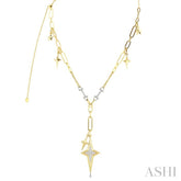 3/8 Ctw Star Shape Paperclip Round Cut Diamond Fashion Necklace in 14K Yellow and White Gold