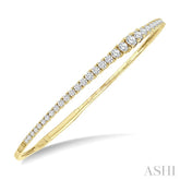 2 Ctw Round Cut Diamond Halfway Graduated Flex Bangle in 14K Yellow Gold