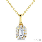 1/4 Ctw Octagon and Round Cut Diamond Fashion Halo Pendant With Chain in 14K Yellow Gold