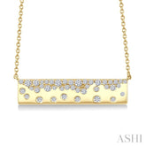 1/3 Ctw Round cut Diamond Horizontal Mosaic Bar Necklace in 10K Yellow Gold