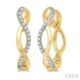 1/10 Ctw Entwined Round Cut Diamond Hoop Earrings in 14K Yellow Gold