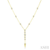 1 Ctw Paperclip Round Cut Diamond Fashion Station Necklace in 14K Yellow Gold