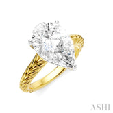 1/10 Ctw Pear Shape Round Cut Diamond Akari Wheat Shank Semi-Mount Engagement Ring in 14K Yellow and White Gold
