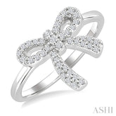1/5 Ctw Round Cut Diamond Bow Petite Fashion Ring in 10K White Gold