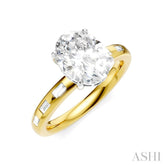1/4 Ctw Oval Shape Baguette and Round Cut Diamond Semi-Mount Engagement Ring in 14K Yellow and White Gold