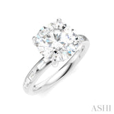 1/4 Ctw Round Shape Baguette and Round Cut Diamond Semi-Mount Engagement Ring in 14K White Gold