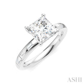 1/4 Ctw Princess Shape Baguette and Round Cut Diamond Semi-Mount Engagement Ring in 14K White Gold