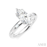 1/4 Ctw Marquise Shape Baguette and Round Cut Diamond Semi-Mount Engagement Ring in 14K White Gold