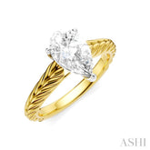 1/20 Ctw Pear Shape Round Cut Diamond Akari Wheat Shank Semi-Mount Engagement Ring in 14K Yellow and White Gold