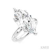 1/3 Ctw Marquise Shape Baguette and Round Cut Diamond Semi-Mount Engagement Ring in 14K White Gold