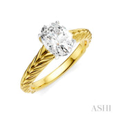 1/20 Ctw Oval Shape Round Cut Diamond Semi-Mount Engagement Ring in 14K Yellow and White Gold