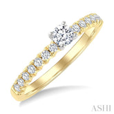 1/4 Ctw Round Cut Diamond Semi-Mount Engagement Ring in 14K Yellow and White Gold