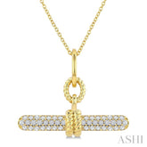 1/3 Ctw Round Cut Diamond T-Bar Fashion Necklace in 10K Yellow Gold