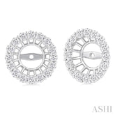 1 1/4 Ctw Round Cut Diamond 8MM Round Earrings Jacket in 14K White Gold