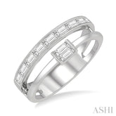 1/2 Ctw Split Baguette Diamond Fashion Ring in 14K White Gold