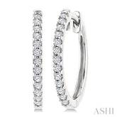1/5 Ctw Round Cut Diamond Hoop Earrings in 10K White Gold