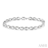 1/20 Ctw Swirl Shape Round Cut Diamond Bracelet in Sterling Silver