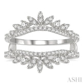 1/2 Ctw Pod Accent Crown Round Cut Diamond Insert Ring in 14K White Gold