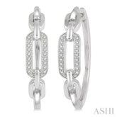 1/10 Ctw Round Cut Diamond Paperclip Hoop Earring in Sterling Silver