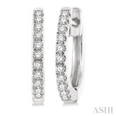 1/6 Ctw Round Cut Diamond Petite Fashion Huggie Earrings in 14K White Gold