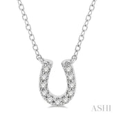 1/10 Ctw Horseshoe Charm Round Cut Diamond Petite Fashion Pendant With Chain in 10K White Gold