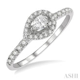 1/4 Ctw Round and Pear Cut Diamond Petite Fashion Ring in 14K White Gold