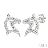 1/6 Ctw Petite Horse Head Round Cut Diamond Fashion Stud Earrings in 10K White Gold