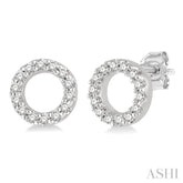 1/10 Ctw Circular Round Cut Diamond Petite Fashion Earrings in 10K White Gold